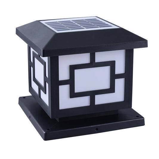 European Classical Solar Square Column Head Light IP65 Waterproof Solar Garden Light | 8–10 Hours Working Time