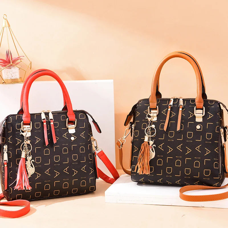 Fashion English Letter Handbag – Elegant & Spacious PU Leather Tote