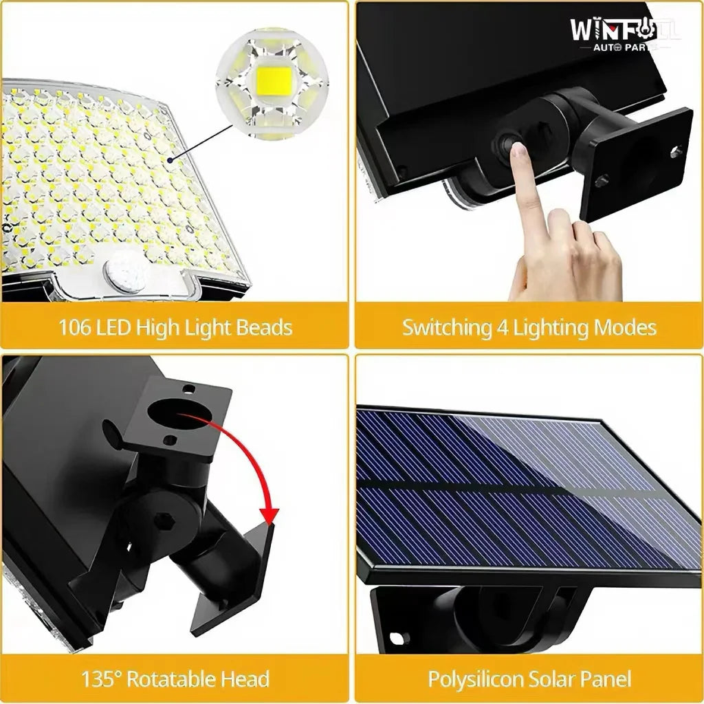106 LED Modern Outdoor Solar Light with Motion Sensor – IP65 Waterproof