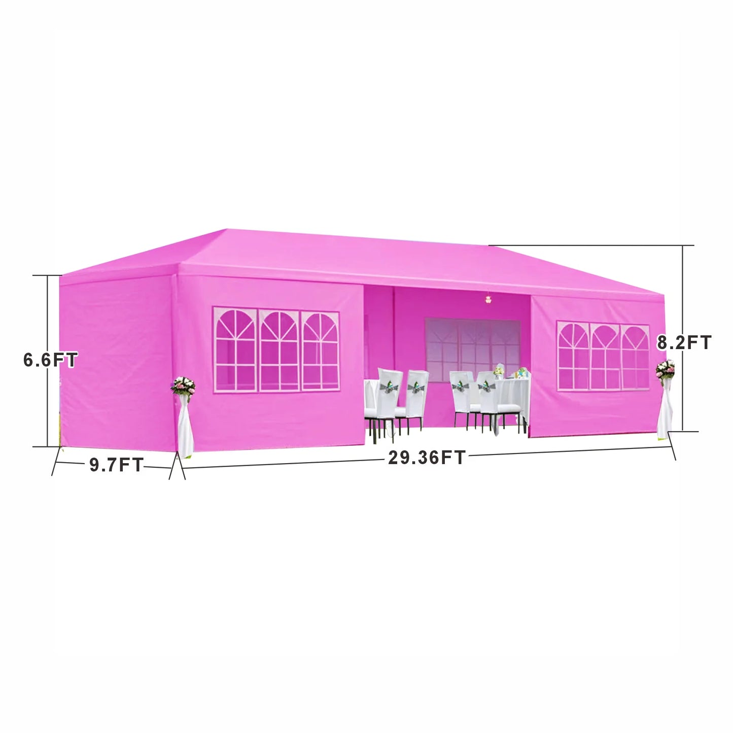 10' × 30' Wedding Party Canopy Tent Outdoor Gazebo with 8 Removable Sidewalls – Pink