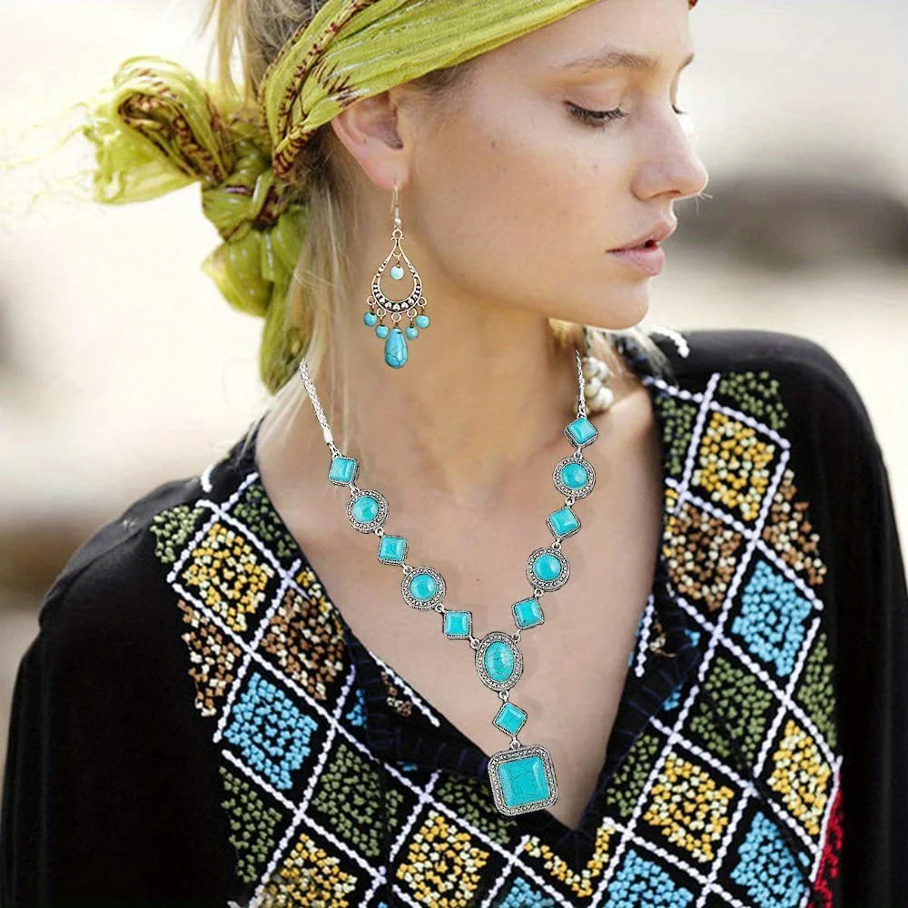 Bohemian Turquoise Beaded Jewelry Set