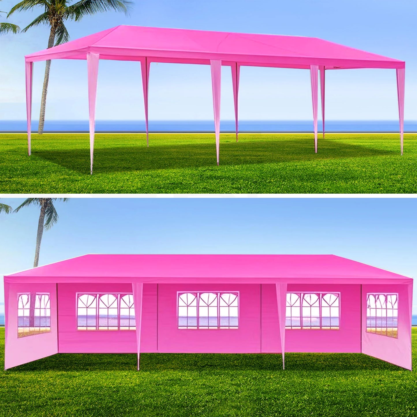 10' × 30' Wedding Party Canopy Tent Outdoor Gazebo with 8 Removable Sidewalls – Pink