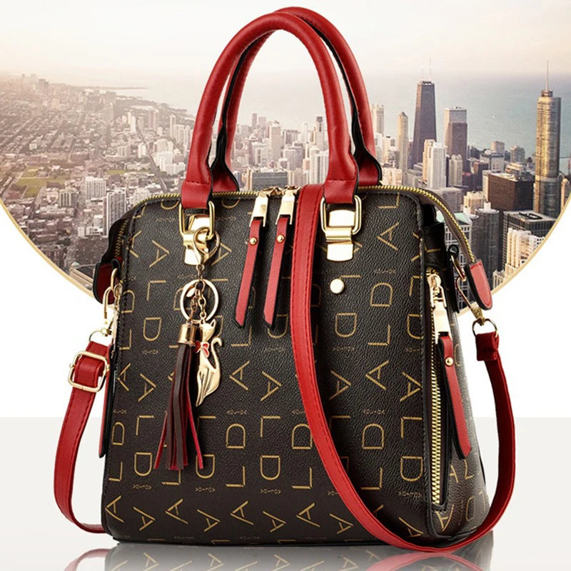 Fashion English Letter Handbag – Elegant & Spacious PU Leather Tote