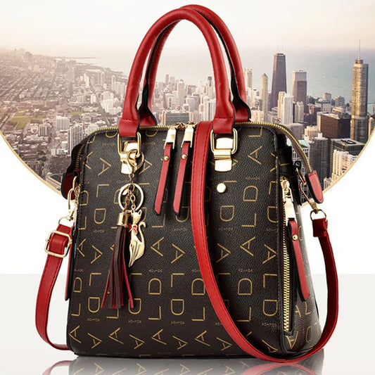 Fashion English Letter Handbag – Elegant & Spacious PU Leather Tote