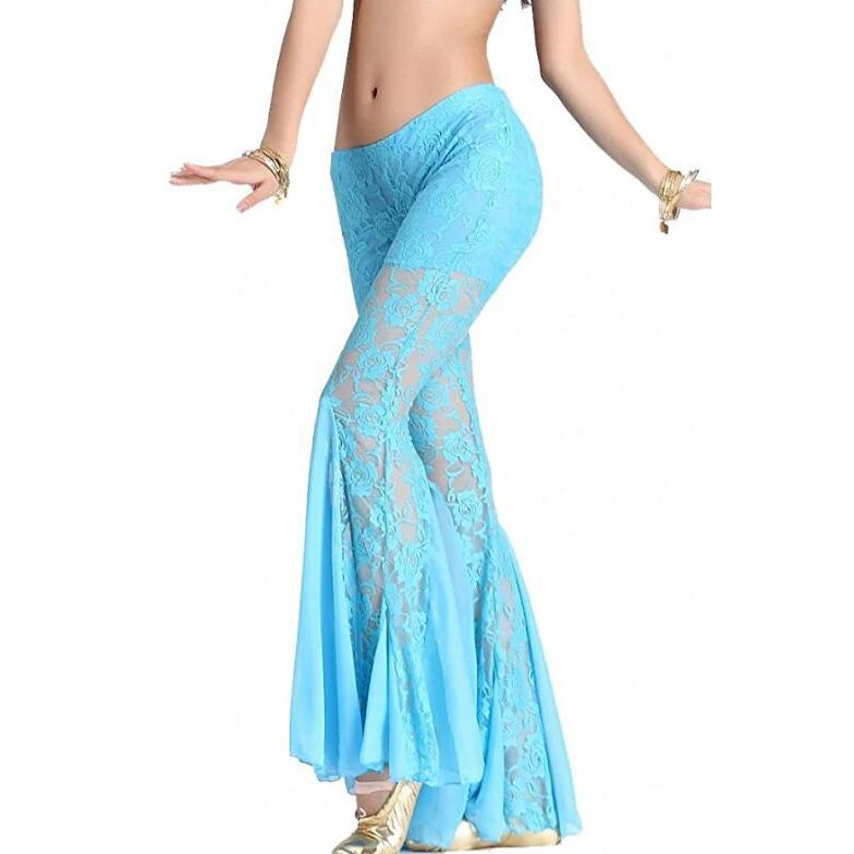 Sexy New Professional Women Belly Dance Pants Lace Bollywood Indian Dance Costumes Tribal Bellydance Flares Pants