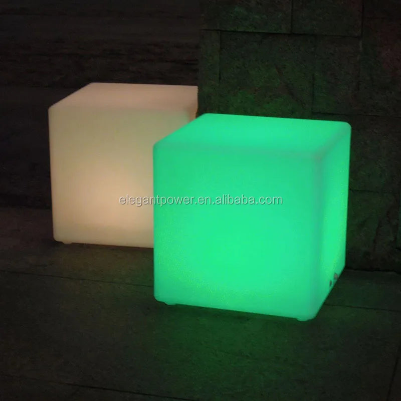 Rechargeable RGB LED cube light with remote control