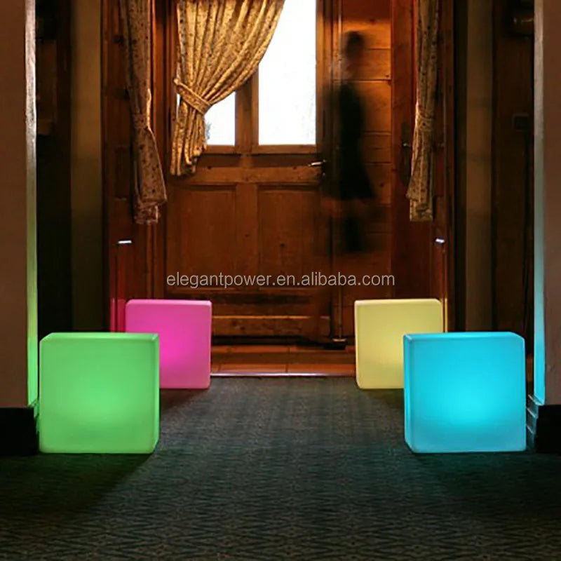 Rechargeable RGB LED cube light with remote control