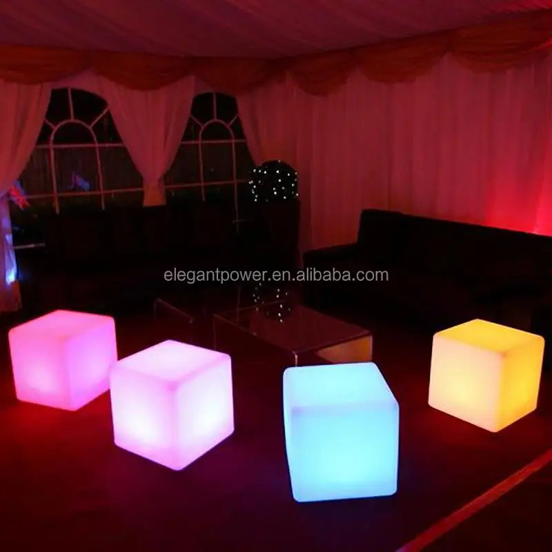Rechargeable RGB LED cube light with remote control