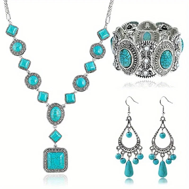 Bohemian Turquoise Beaded Jewelry Set