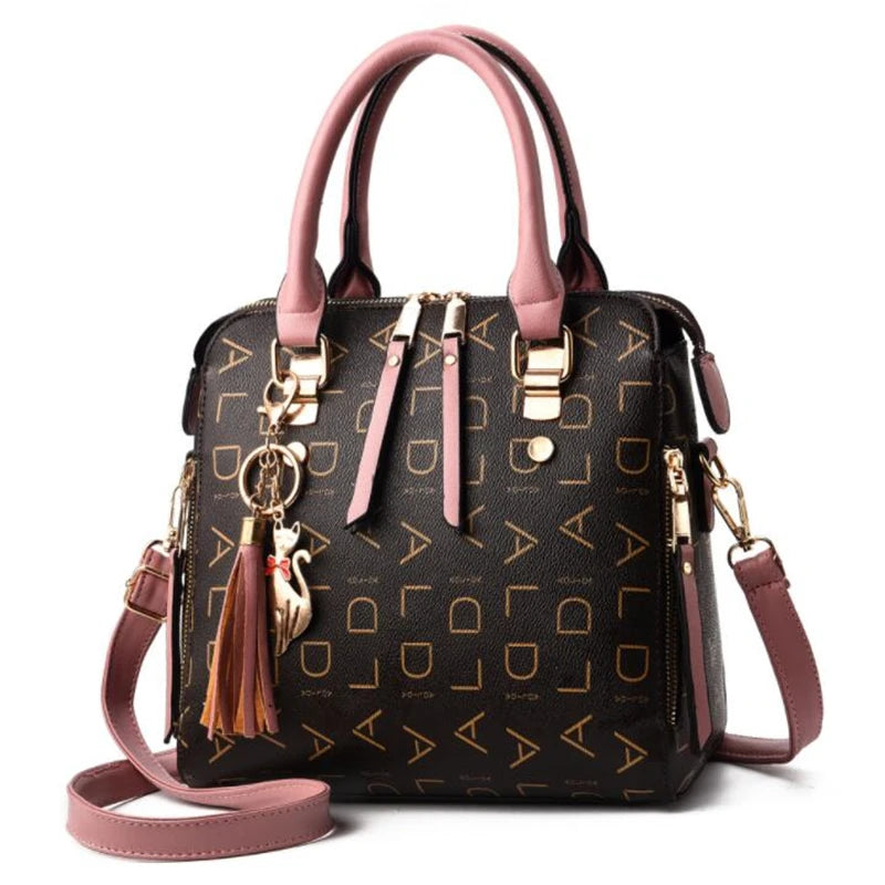 Fashion English Letter Handbag – Elegant & Spacious PU Leather Tote
