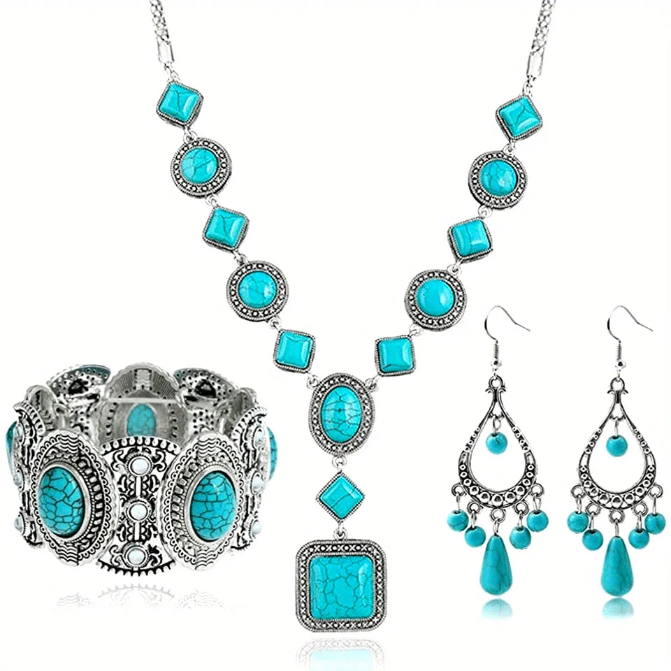 Bohemian Turquoise Beaded Jewelry Set