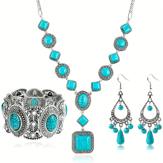 Bohemian Turquoise Beaded Jewelry Set