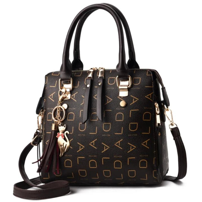 Fashion English Letter Handbag – Elegant & Spacious PU Leather Tote