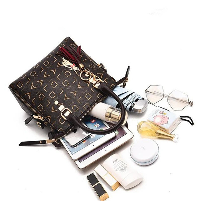 Fashion English Letter Handbag – Elegant & Spacious PU Leather Tote