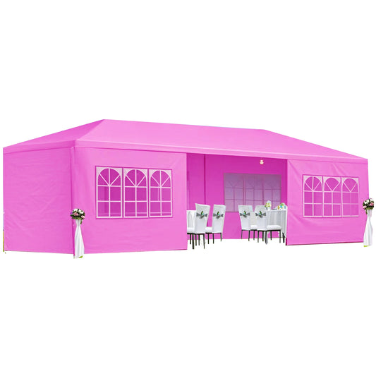 10' × 30' Wedding Party Canopy Tent Outdoor Gazebo with 8 Removable Sidewalls – Pink