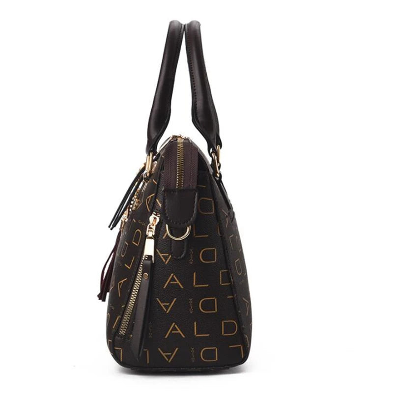 Fashion English Letter Handbag – Elegant & Spacious PU Leather Tote