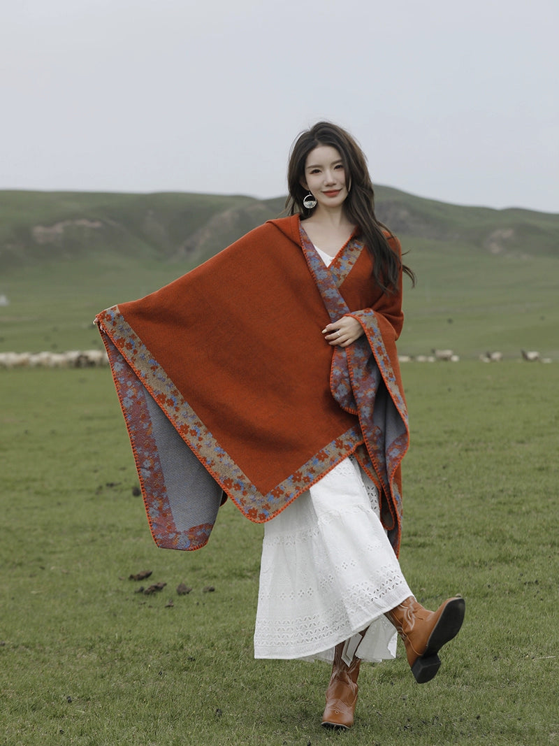 Bohemia Shawl Exotic Cloak – Female Xinjiang Tourism Grassland Travel Wear