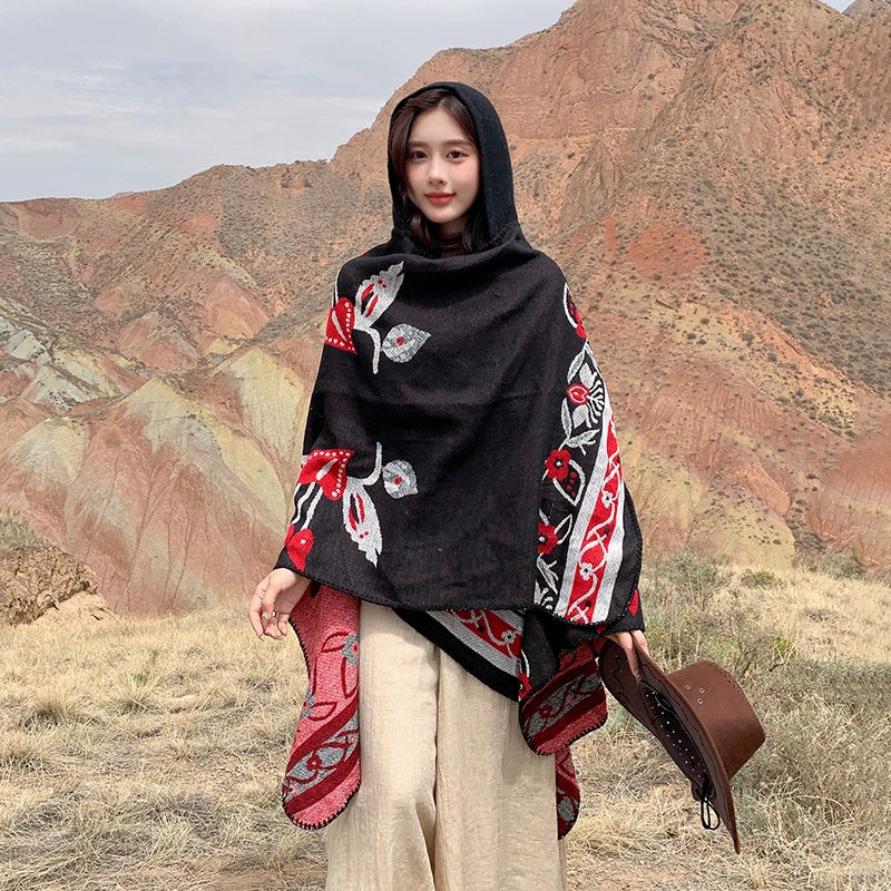 Bohemia Shawl Exotic Cloak – Female Xinjiang Tourism Grassland Travel Wear