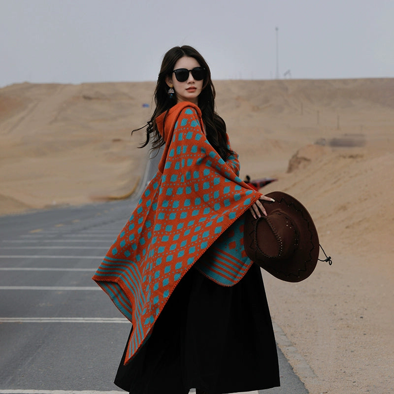 Bohemia Shawl Exotic Cloak – Female Xinjiang Tourism Grassland Travel Wear