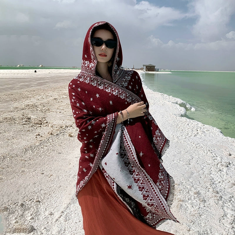Bohemia Shawl Exotic Cloak – Female Xinjiang Tourism Grassland Travel Wear
