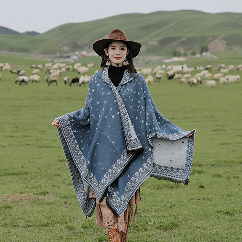 Bohemia Shawl Exotic Cloak – Female Xinjiang Tourism Grassland Travel Wear