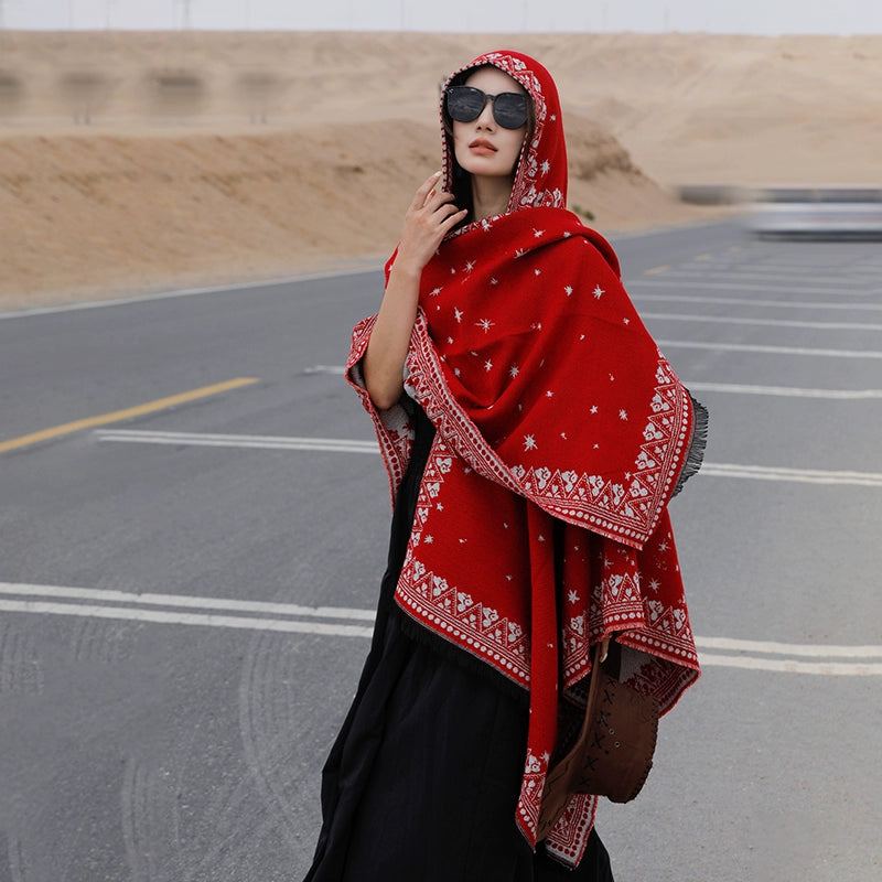 Bohemia Shawl Exotic Cloak – Female Xinjiang Tourism Grassland Travel Wear