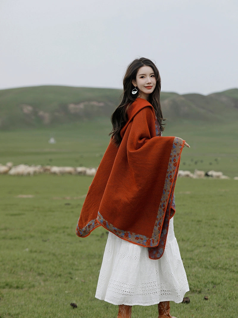 Bohemia Shawl Exotic Cloak – Female Xinjiang Tourism Grassland Travel Wear