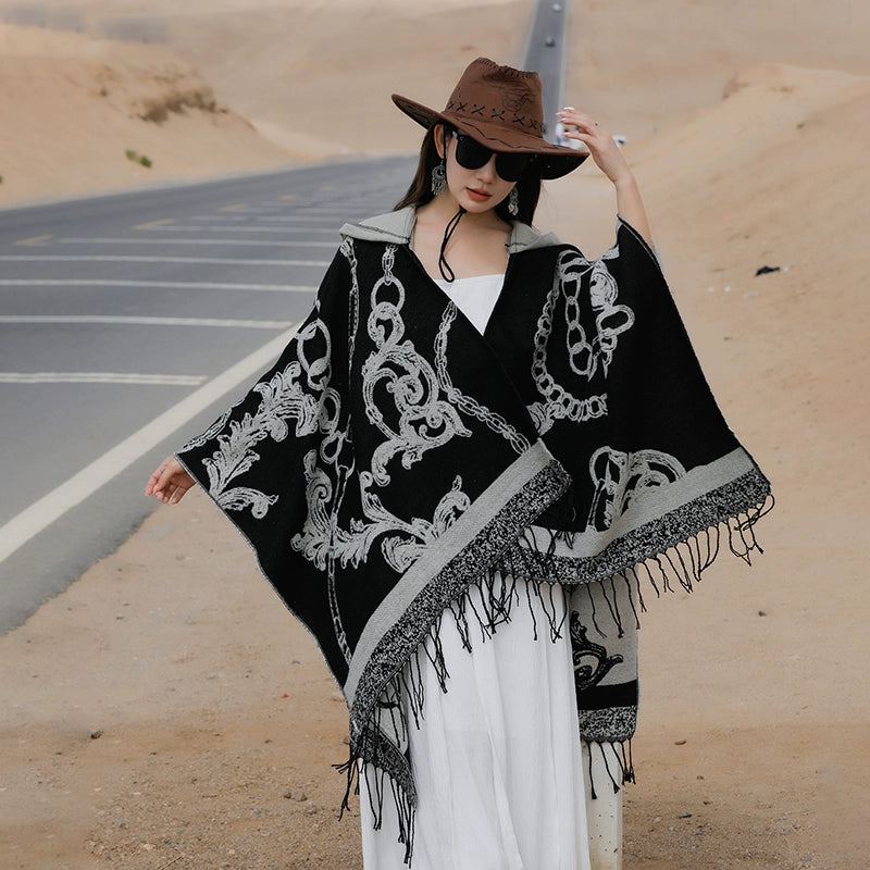 Bohemia Shawl Exotic Cloak – Female Xinjiang Tourism Grassland Travel Wear