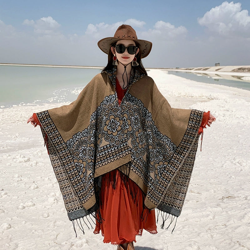 Bohemia Shawl Exotic Cloak – Female Xinjiang Tourism Grassland Travel Wear