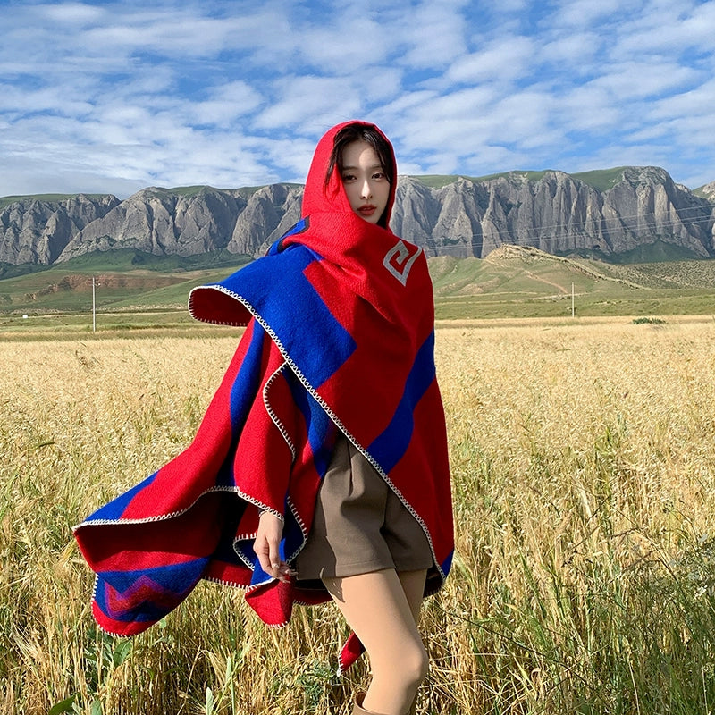 Bohemia Shawl Exotic Cloak – Female Xinjiang Tourism Grassland Travel Wear