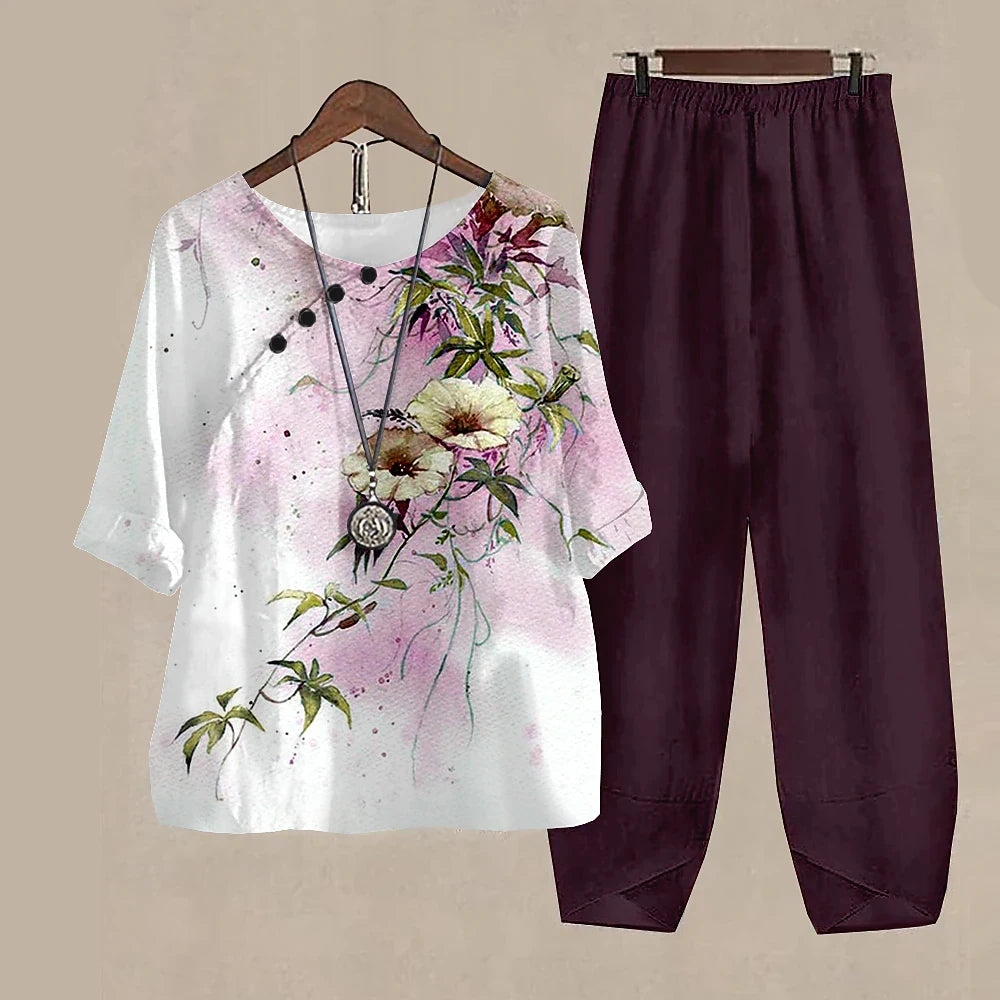 Women’s 2-Piece Pants & T-Shirt Set – Y2K Fashion Vibes
