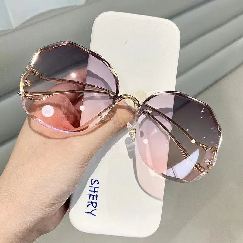 Irregular Round Sunglasses Women Brand Designer Gradient Fashion Sun Glasses