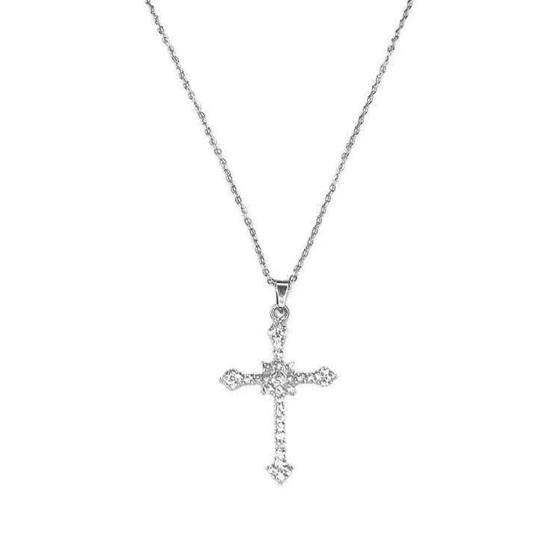 Silver Color Cross Pendant Necklace