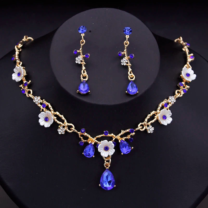 Gorgeous Crystal Bridal Jewelry Set – Luxury Flower Choker & Earrings