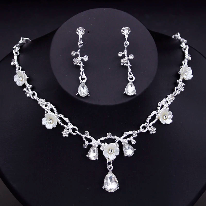 Gorgeous Crystal Bridal Jewelry Set – Luxury Flower Choker & Earrings