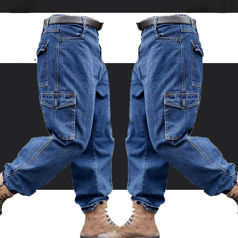 Men's Workwear Overalls Pants – Durable, Thickened Cotton Denim with Multiple Pockets