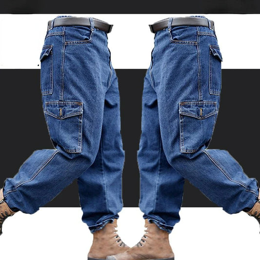 Men's Workwear Overalls Pants – Durable, Thickened Cotton Denim with Multiple Pockets