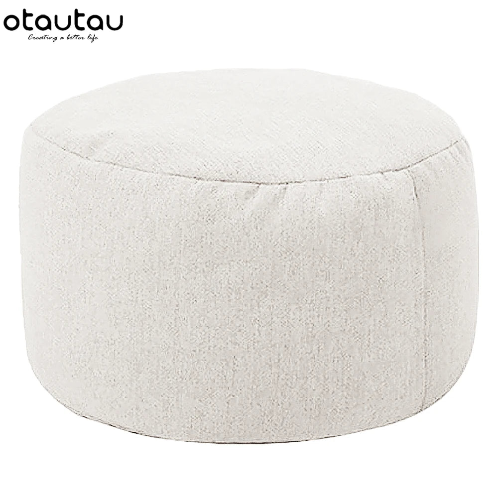 OTAUTAU Round Linen Bean Bag Ottoman
