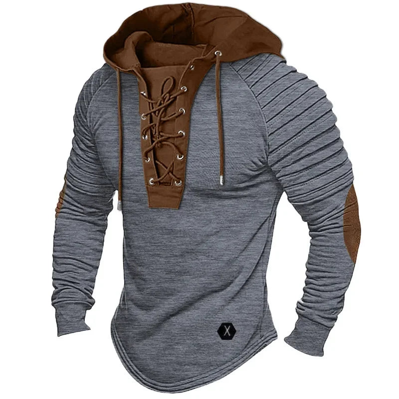 Men’s Muscle Fit Hoodie T-Shirt – Solid Color Streetwear Top