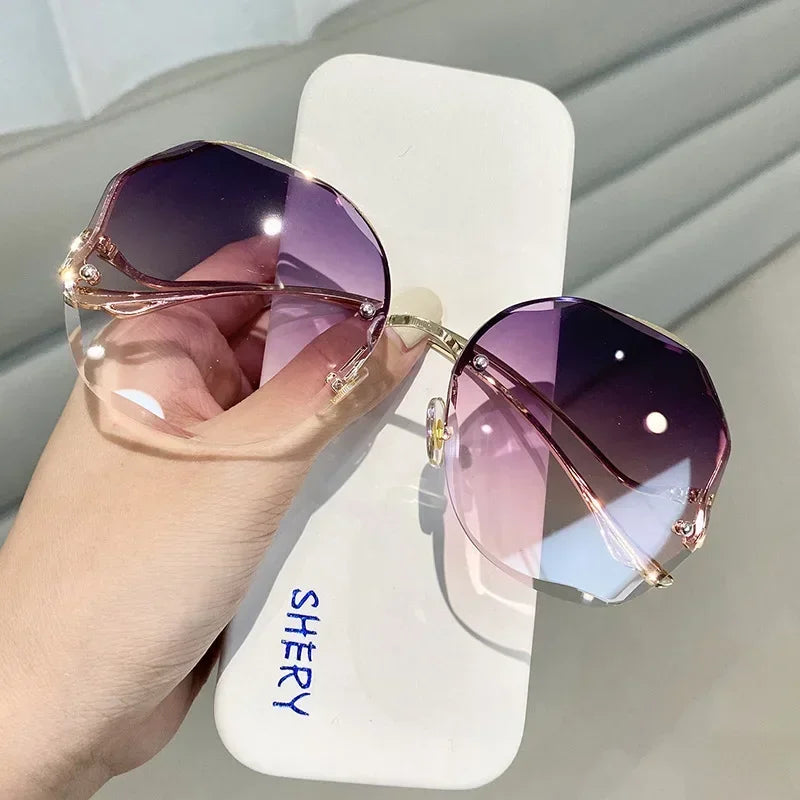 Irregular Round Sunglasses Women Brand Designer Gradient Fashion Sun Glasses