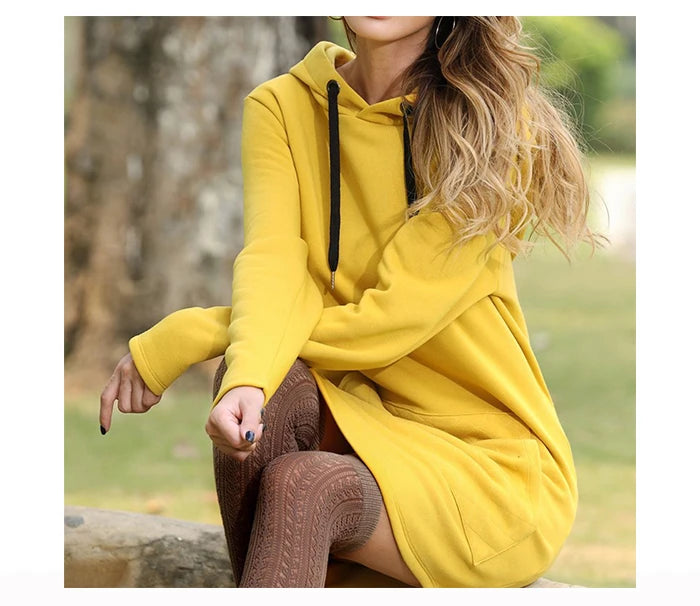 Women’s Oversized Hoodie Dress – Korean Pop Style Casual Long Sweatshirt