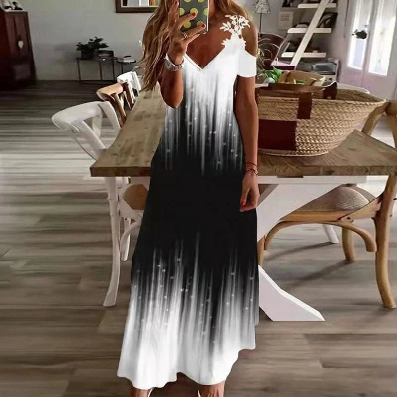 Women's White Lace Suspender Maxi Dress