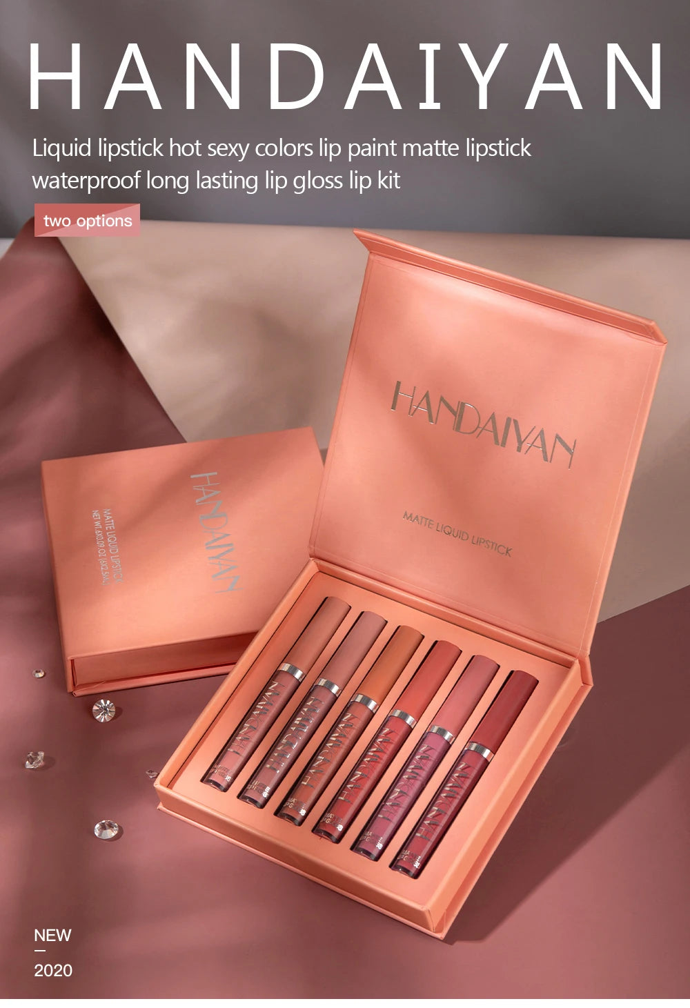 HANDAIYAN Set of 6 Non-Stick Liquid Lipsticks in Cup Packaging