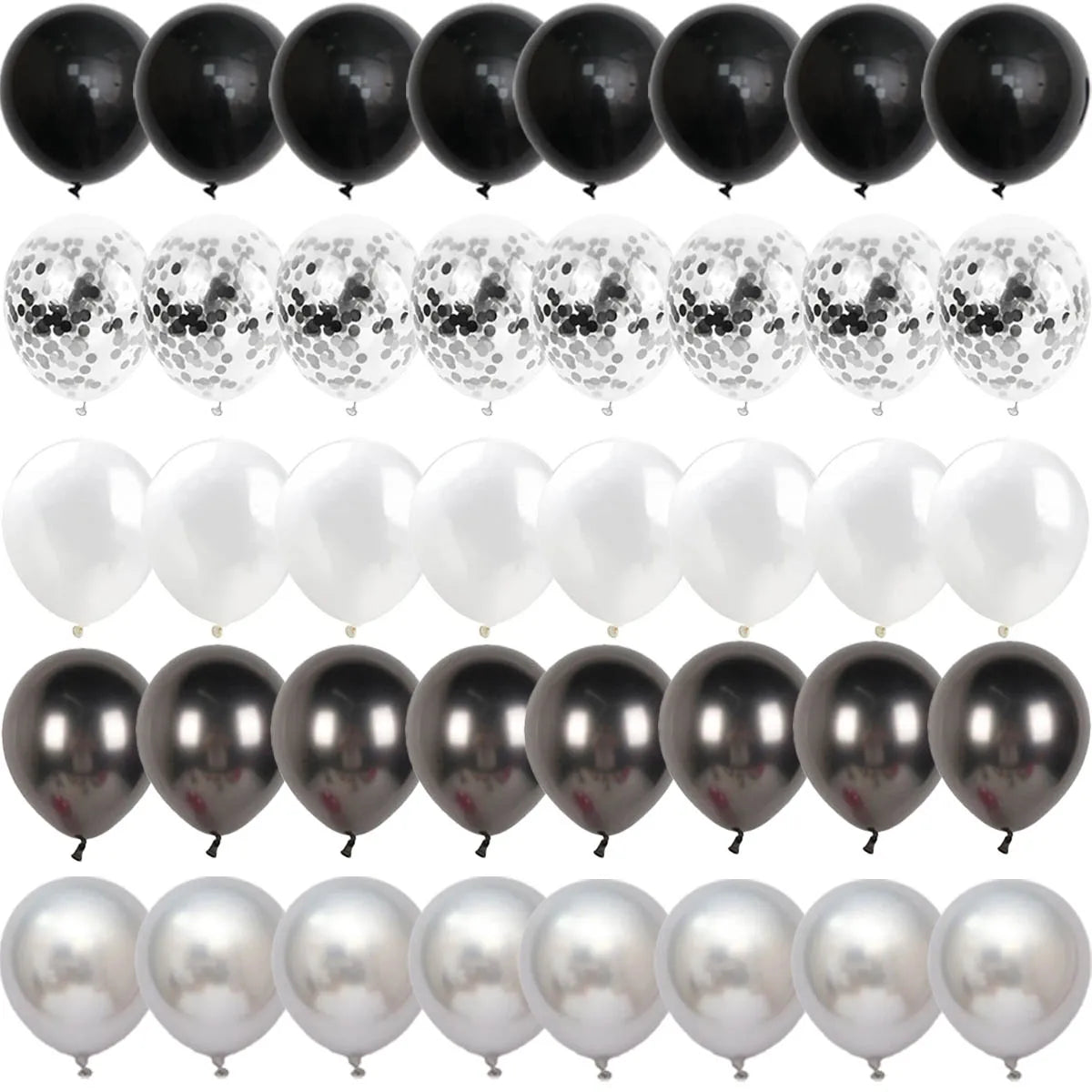 Black Metal Latex Confetti Balloons for 30th, 40th & 50th Birthday Celebrations
