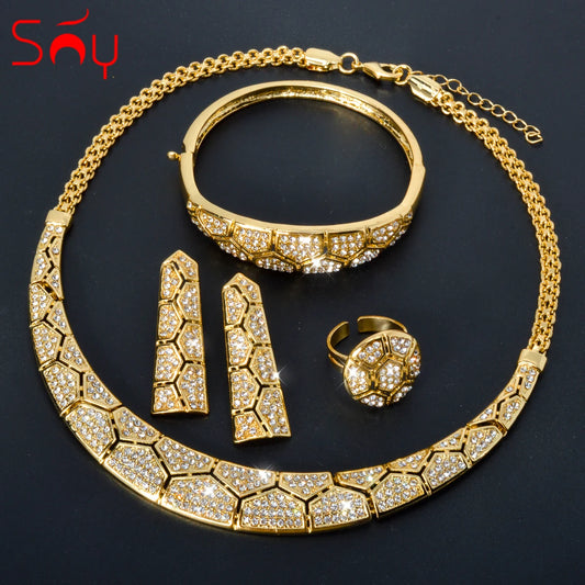 Acorite Zircon Classic Gold-Plated Earrings, Necklace, Bracelet & Ring