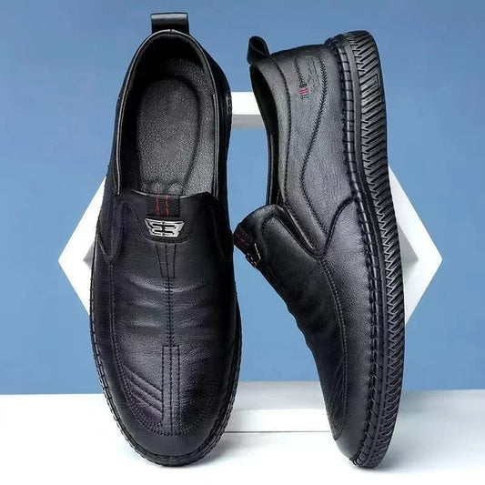 Men’s Leather Breathable Business Loafers – Summer Slip-On Moccasins