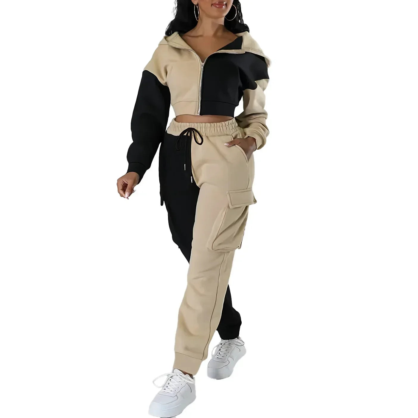 Women’s Loose Two-Piece Hoodie Tracksuit – Autumn/Winter Set