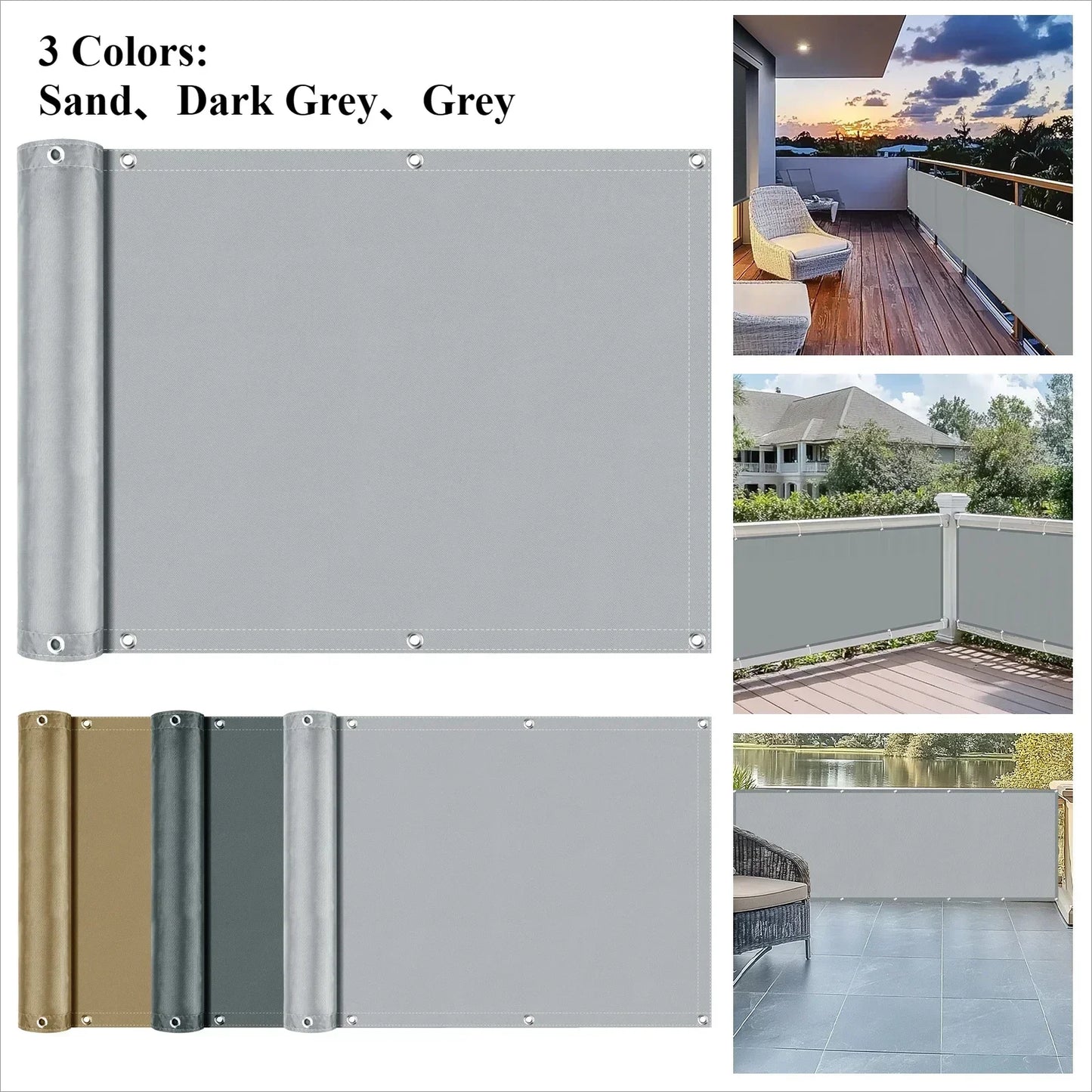 Balcony Privacy Screen Fence Cover – UV Protection, Waterproof & Weatherproof Windscreen