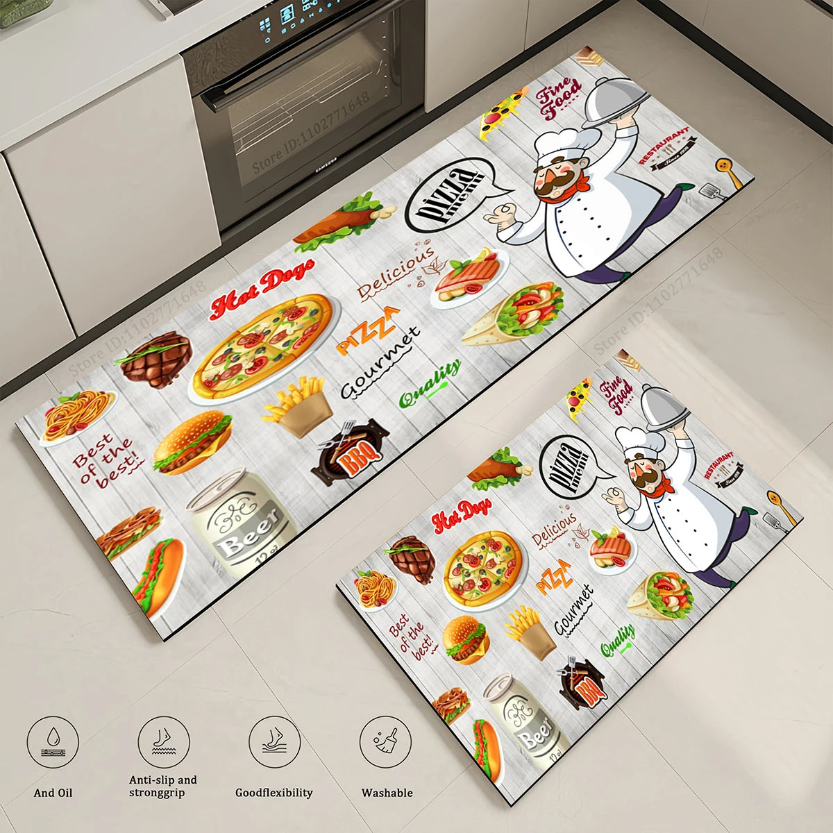 Kitchen Corner Cartoon Chef Pattern Absorbent Doormat