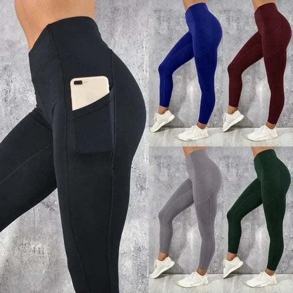 Yoga Fitness Women Leggings High Waist Tights with Pocket Gym Workout Running